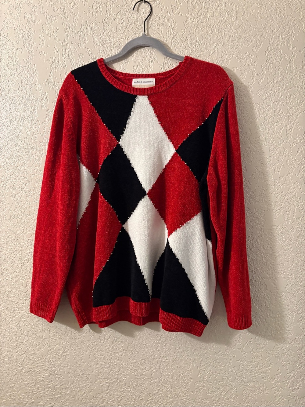 Alfred Dunner Diamond Argyle Sweater 1x